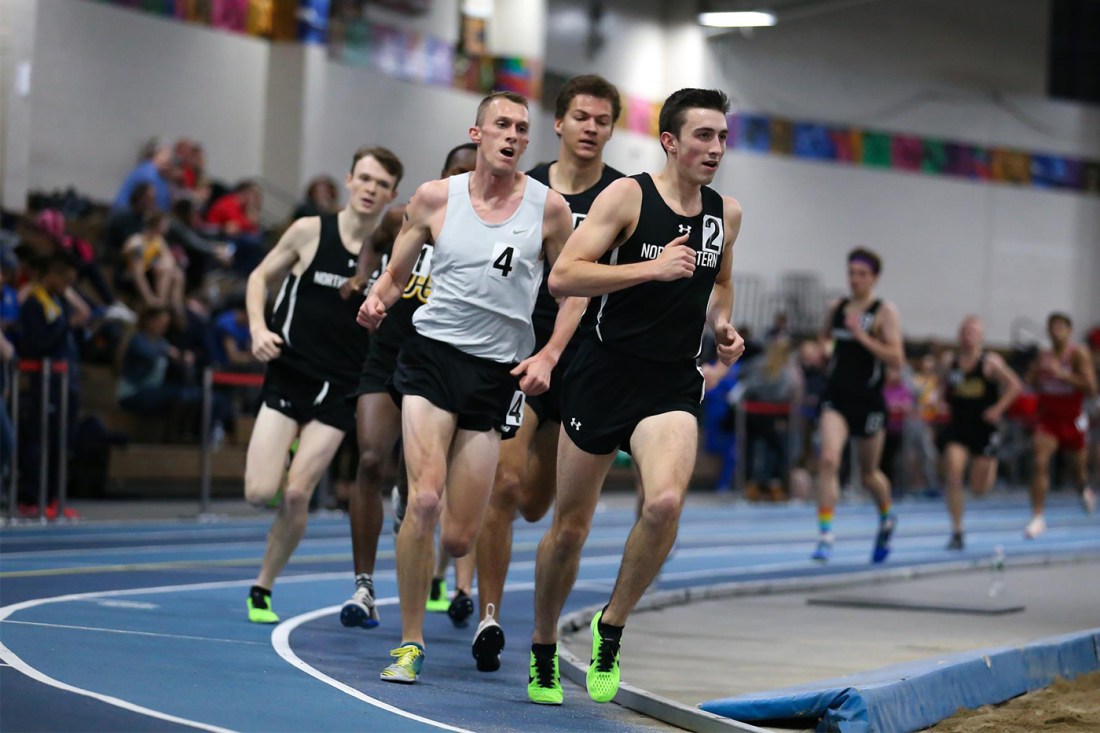 Cameron Dickson running in races for Northeastern's track team.