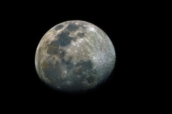 HS photo of the moon on a black background
