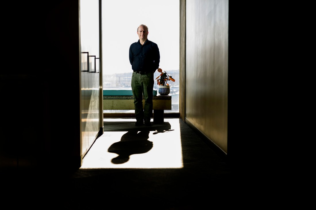 David Lazer standing in the doorway of a building. 