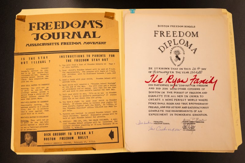 A file folder showing a Freedom Diploma awarded to The Ryan Family. 