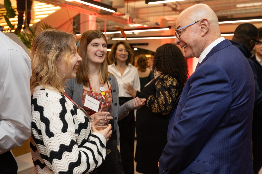 President Aoun speaking with guests at a Women Who Empower event in London.