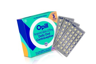 A three month pack of Opill with sleeves of pills.