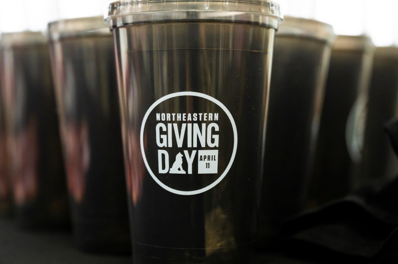 Northeastern Giving Day branded cups. 