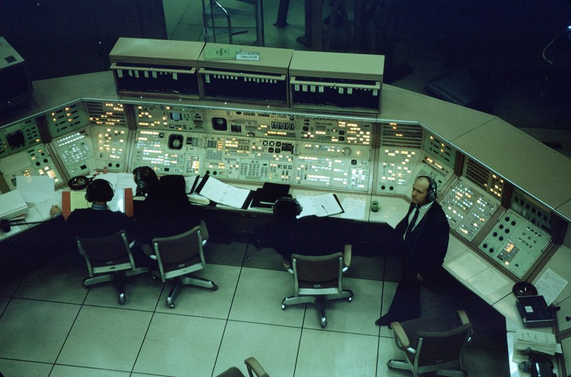 Inside the NASA Mission Control center in 1972.