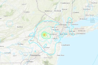 A map showing the area where the April 5 New Jersey Earthquake occurred.
