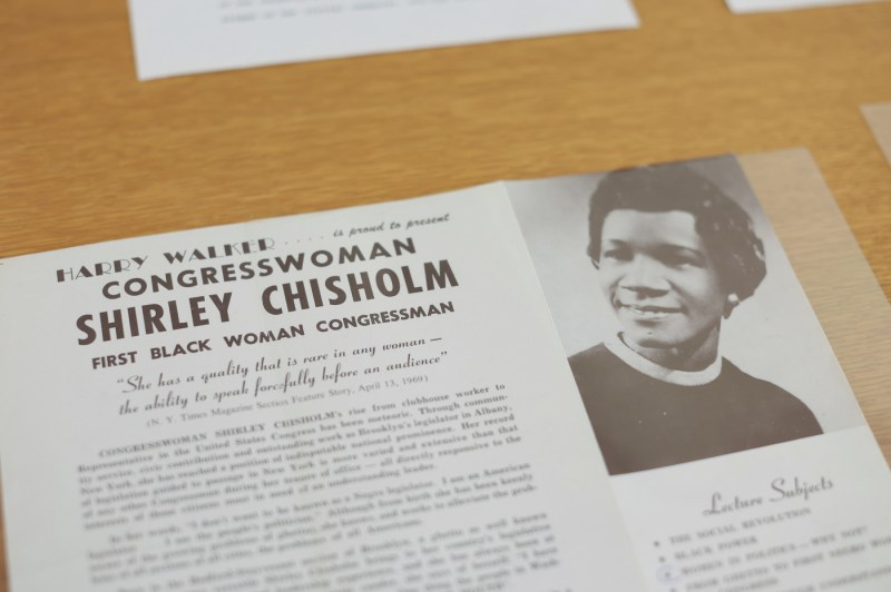An archive of an article titled 'Harry Walker.... is proud to present Congresswoman Shirley Chisholm First Black Woman Congressman' on it.