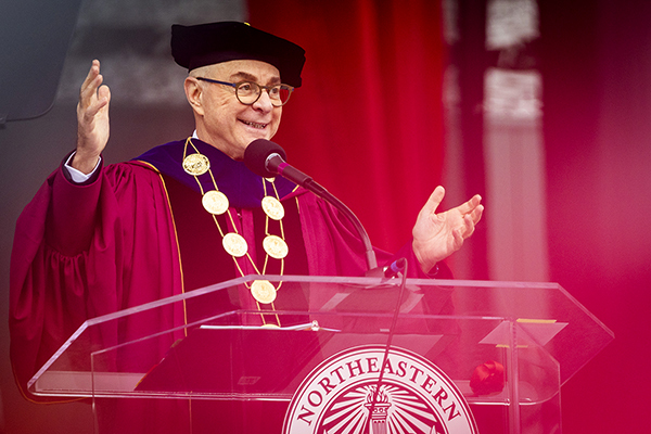 President Aoun speaking at Commencement
