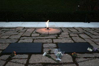The eternal flame at the gravesite of JFK.
