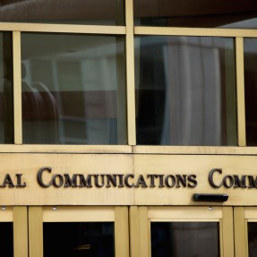 The exterior of the Federal Communications Commission building.