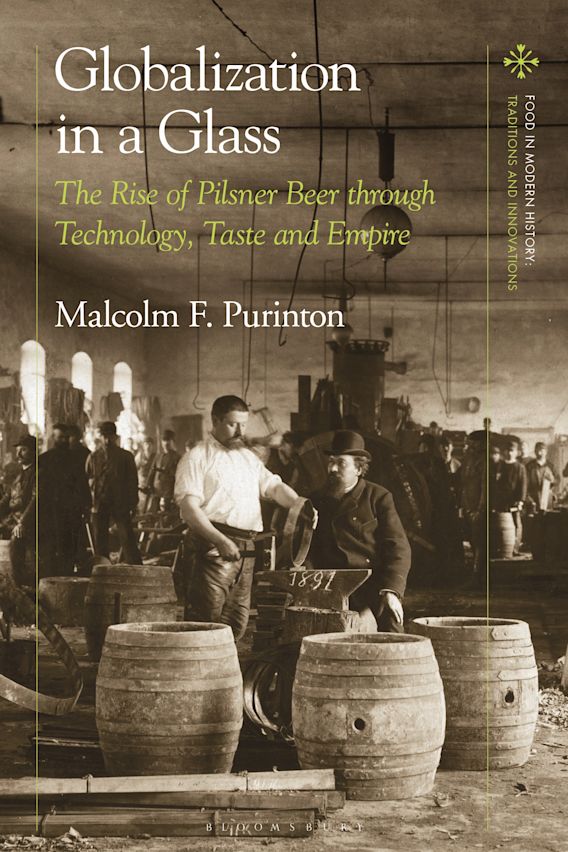 The cover of a book with a historical photo of brewers working with barrels.