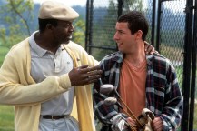 A screen capture of Carl Weathers talking to Adam Sandler in Happy Gilmore.