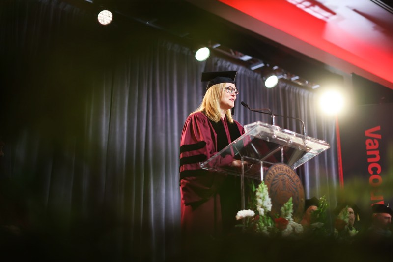 A faculty member speaking at the 2024 Vancouver Convocation.