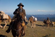 Actor Kevin Costner, dressed as a cowboy, plays the character Hayes Ellison in "Horizon: An American Saga" movie.