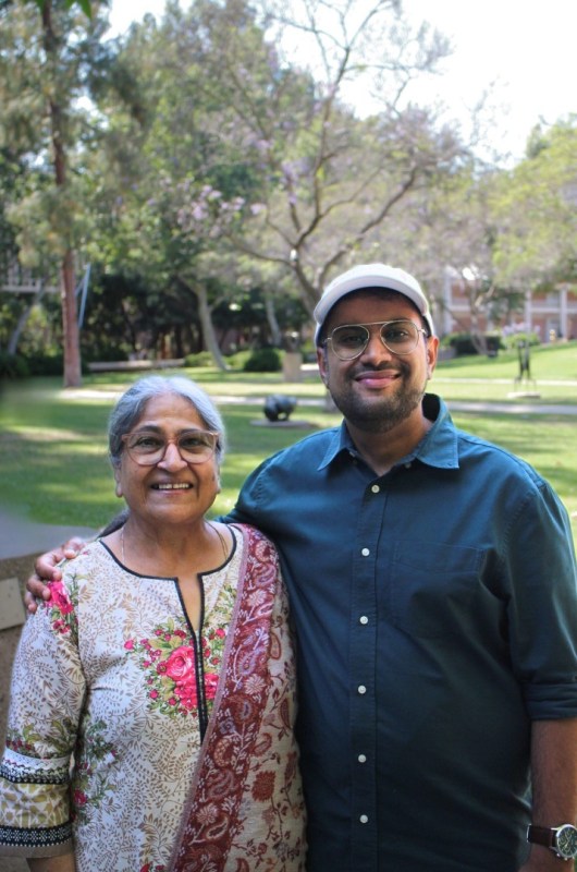 Jai Farswani and his mother, co-CEOs of Asha Superfoods, pose for a portrait.