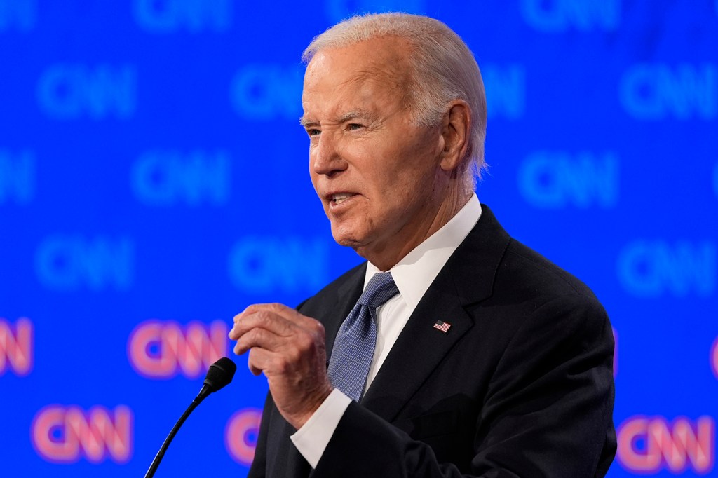 President Joe Biden speaks during the presidential debate.