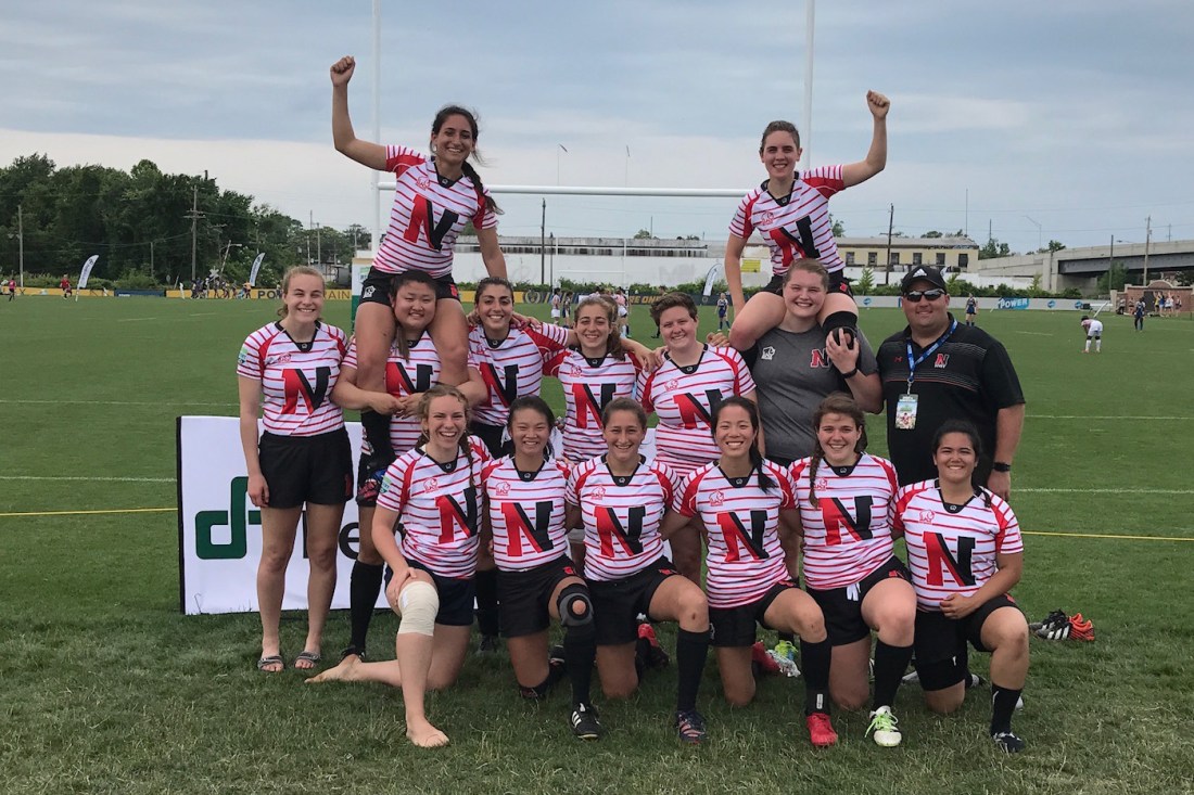 A team photo of the Northeastern Rugby sevens team.