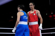 Imane Khelif and Angela Carini in the boxing ring.