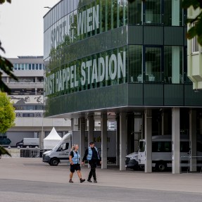 Outside view of the Ernst Happel stadium in Vienna.