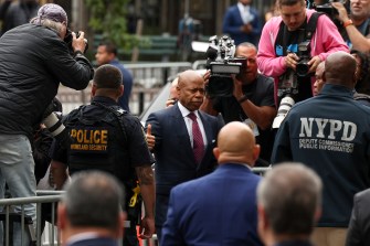 Eric Adams entering federal court in New york.