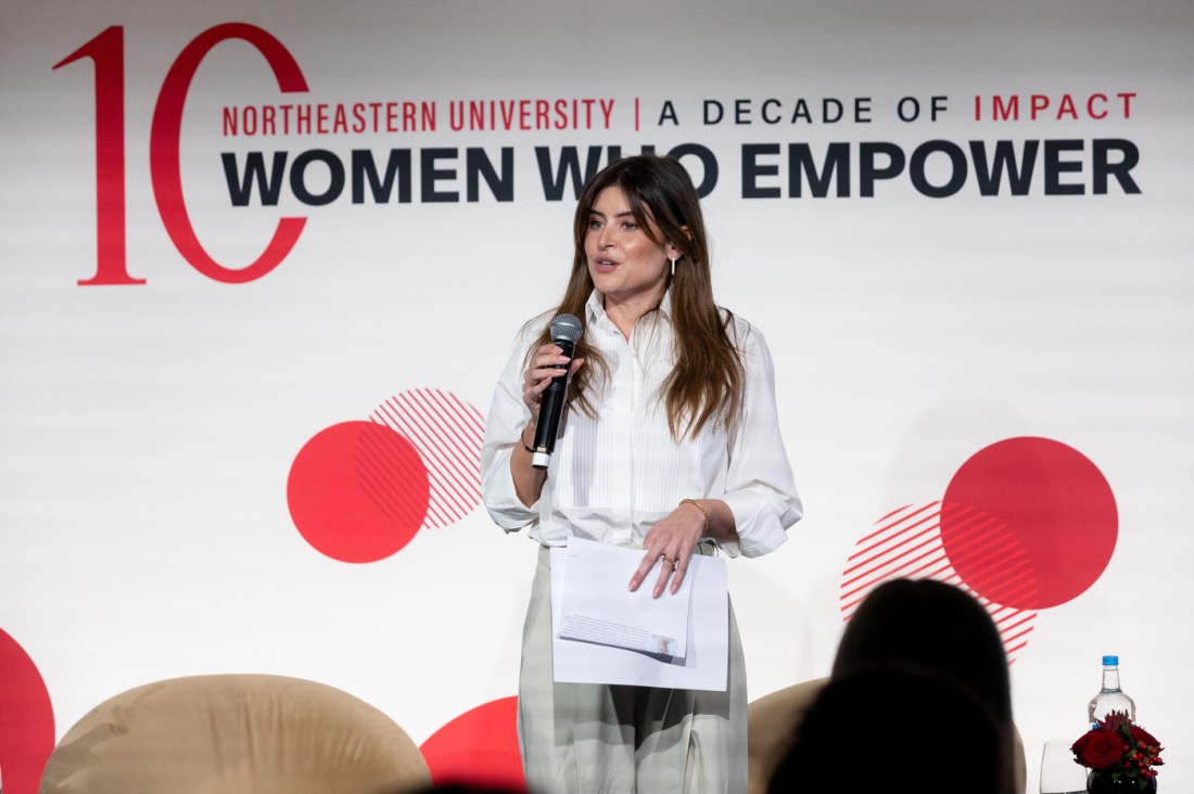 An event banner features Northeastern's Women Who Empower initiative during the International Day of the Girl celebration.