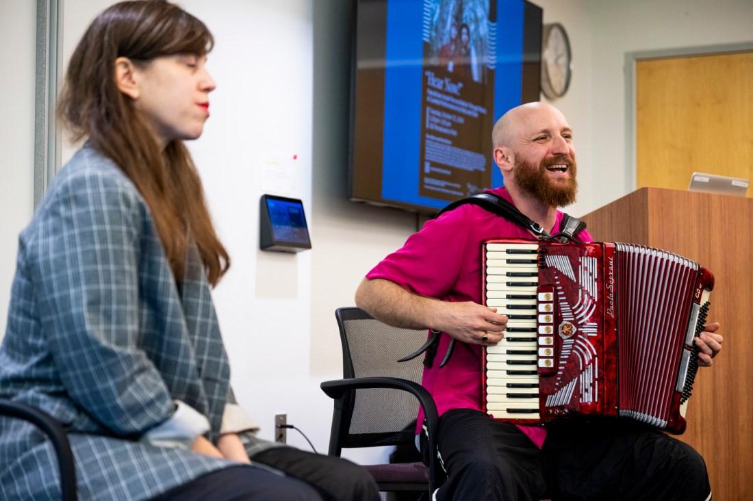 Stav Marin and Neta Weiner performing at an event.