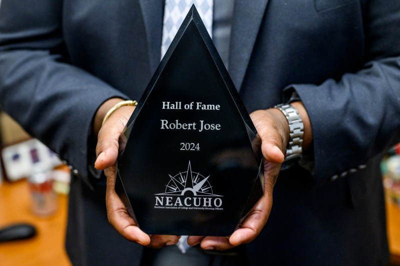 Robert Jose holding an award that says 'Hall of Fame Robert Jose 2024' on it.