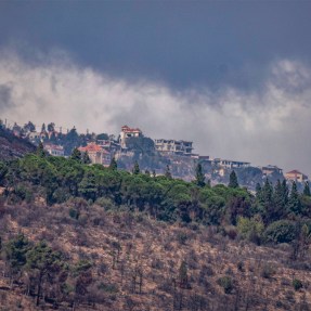 Smoke rising from destroyed houses on the border of Lebanon and Israel.