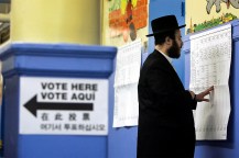 A Hasidic Jewish man at the polls in 2006.