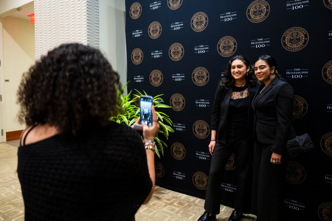 Two Huntington 100 inductees posing for a photo.