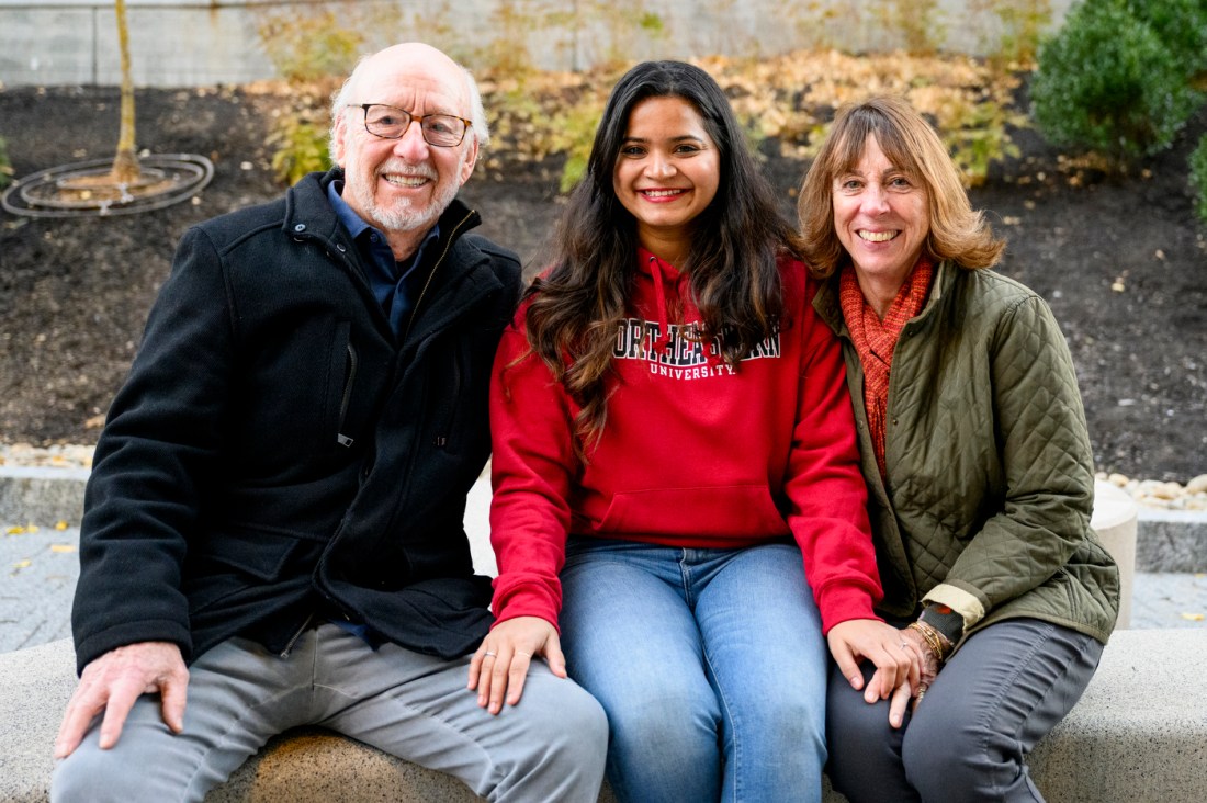 Peter Reinhart, Vaishnavi Choukwale, and Deborah Reinhart posing together.