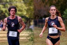 Benjamin Godish running (left) and Abigail Hassman running (right).