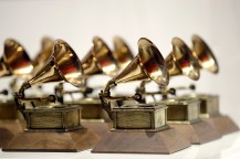 Rows of Grammy Awards.