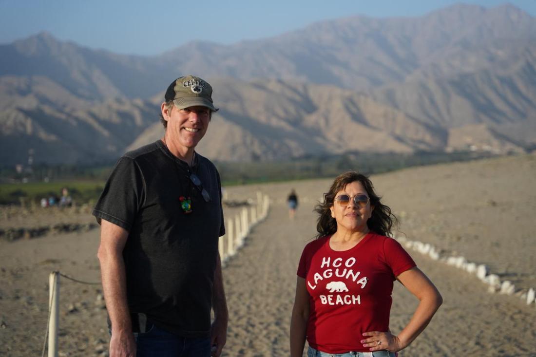 Mike Beaudet and Yanet Monica Canavan standing outside in Peru.