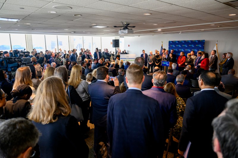 A room full of people at Governor Maura Healey's AI announcement.