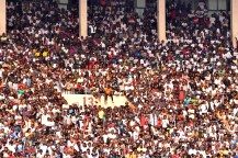 A crowd of people at a concert.