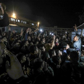 Palestinians celebrating in Khan Younis.