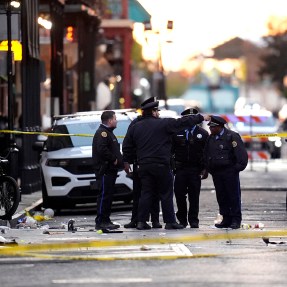 Security gathered on Bourbon Street.