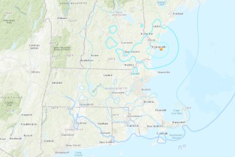 A screenshot of a digital map of New England.