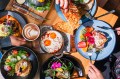 A table full of brunch foods.