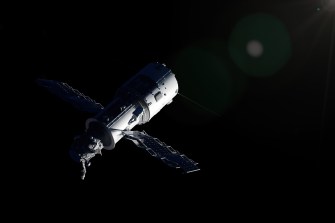 A satellite spacecraft floating in space.