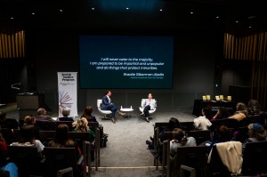 Justice Rosalie Abella speaks at Northeastern's Ruderman Memorial Lecture in the Interdisciplinary Science and Engineering Complex.