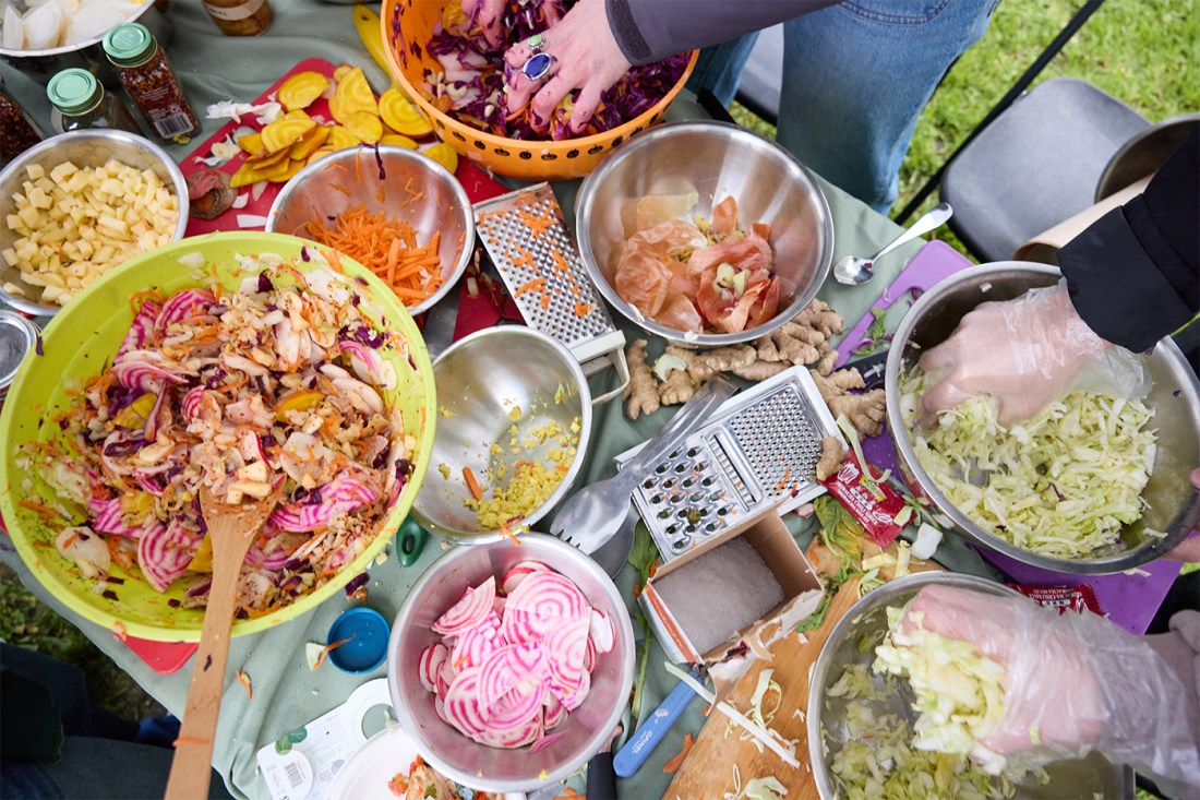 Bowls of fresh food on the Oakland campus. 