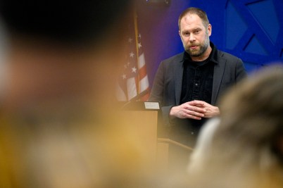 Dan Adams speaking at the Klein Lecture.