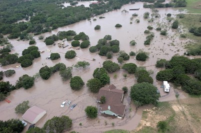 An aerial shot of the devastating flash flooding in Texas.
