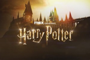 An image of the Harry Potter trailer logo set against a Hogwarts backdrop.