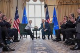 President Donald Trump, right, and European Commission President Ursula von der Leyen, left, shown shaking hands while seated at a recent meeting in Scotland.