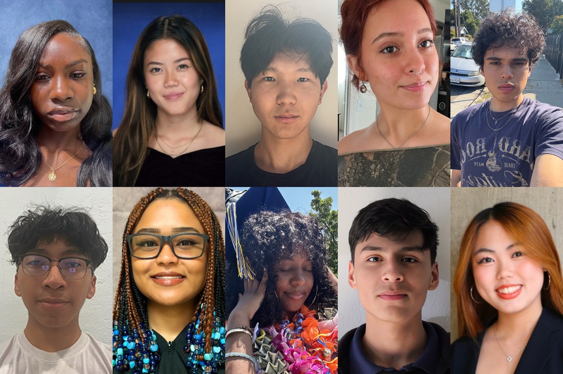 A collage of ten portrait photos showing diverse young people, arranged in two rows of five.