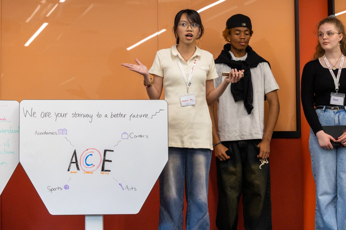 A couple of presenters shown during entrepreneurs day at the London summer school.