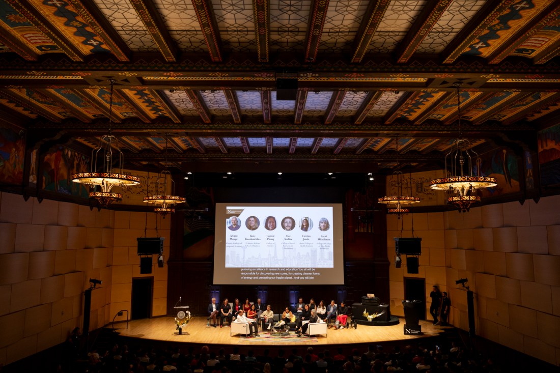 A wide view of Littlefield Concert Hall filled with students and faculty for the Class of 2029 welcome ceremony.