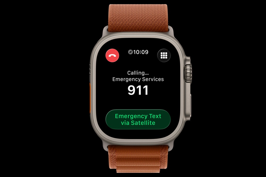 An Apple Watch depicted against a black background.